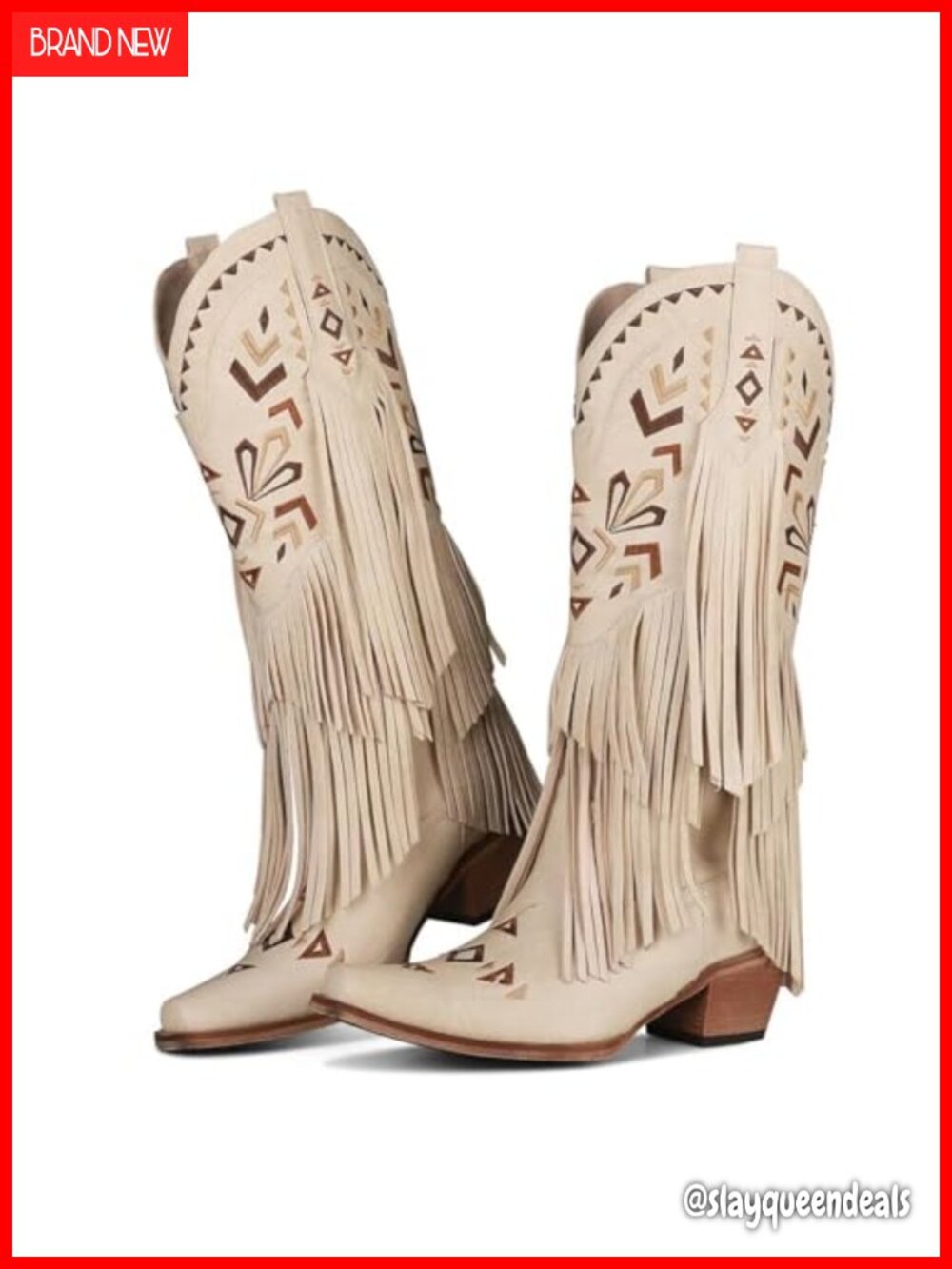 Women's Knee High Cowgirl Boots Fringe PU Western Pointed Toe